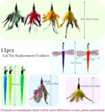 AcceLeah 11Pcs Cat Wand Refills, Feather Dragonfly & Worm Attachments - Image 2