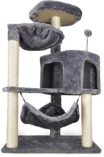 YUNIQUE Cat Tree with Cat Condo and Big Hammock, Grey - Image 2