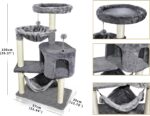 YUNIQUE Cat Tree with Cat Condo and Big Hammock, Grey - Image 3