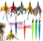 AcceLeah 11Pcs Cat Wand Refills, Feather Dragonfly & Worm Attachments