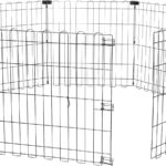 Amazon Basics Foldable Octagonal Metal Exercise Dog Playpen, Indoor/Outdoor Pet Fence, No Door, 8 Panels, Extra Small, 24 x 24 Inches, Black