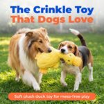 Best Pet Supplies Interactive Squeaky Dog Toy - Crinkle Duck, Yellow - Image 2