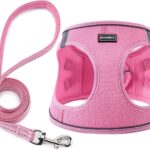 Dog Harness with Leash Set, Step-in Adjustable Puppy Pet Vest, Pink XS