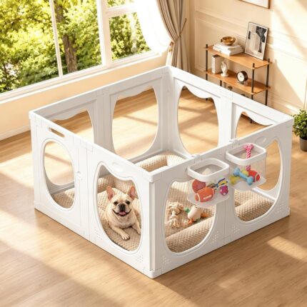 Dog Playpen Indoor, Clear Acrylic Play Pen 8 PCS 24" H for Puppy