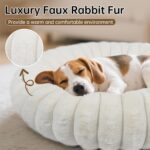 Donut Small Dog Bed Round Calming Kitten & Puppy Bed,20in White - Image 2