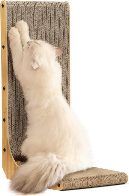 FUKUMARU Cat Scratcher, 26.8 Inch L Shaped Cat Scratch Pad for Indoor Cats