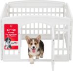 IRIS USA 4-Panel Dog Playpen, Pet Enclosure, White