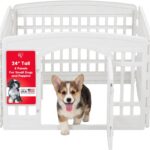 IRIS USA 4-Panel Dog Playpen, Pet Enclosure, White