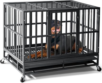 Oranland 38 Inch Heavy Duty Dog Crate,Upgraded Reinforced Baseplate