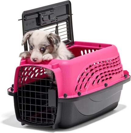 Petmate Two Door Plastic Pet Kennel, XS 19in, Pink, up to 10lbs
