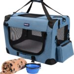 Petprsco Portable Collapsible Dog Crate, 24″ Soft Dog Crate for Car Travel