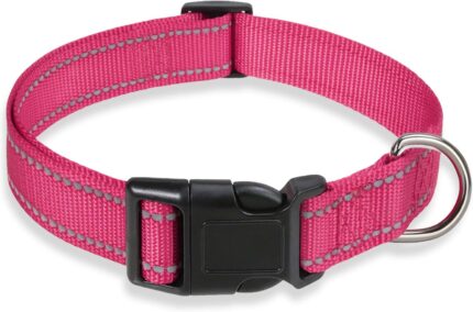 Reflective Dog Collar, Puppy Collar with Buckle Adjustable, Pink S