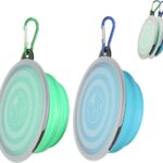 SLSON Dog Bowls Pet Collapsible Bowl with Cover Lids, 2 Pack Travel Bowls