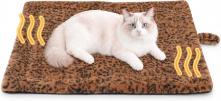 Self Warming Cat Pad for Cats and Small Dogs, Non Electric Thermal Pet Mat, Washable Soft Sleeping Mat with Non Slip Backing, Indoor & Sheltered Outdoor Use, 22 x 18 in, Brown/Black