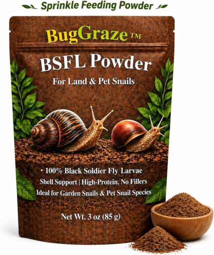 Snail Food Powder – BSFL Protein Sprinkle Feeding Powder for Land Snails & Small Invertebrates | Supports Shell Growth & Natural Grazing | 100% Black Soldier Fly Larvae