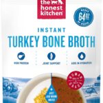 The Honest Kitchen Instant Turkey Bone Broth for Dogs & Cats with Turmeric, Human Grade Pet Food, Hydration Supplement, Digestive & Joint Support, Meal Topper, Treat or Enrichment, 3.6 oz Makes 64 oz