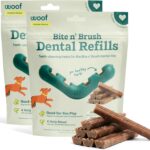 WOOF Bite n’ Brush Dog Dental Sticks, Refills for Chew Toy, Chicken, 2 Pack