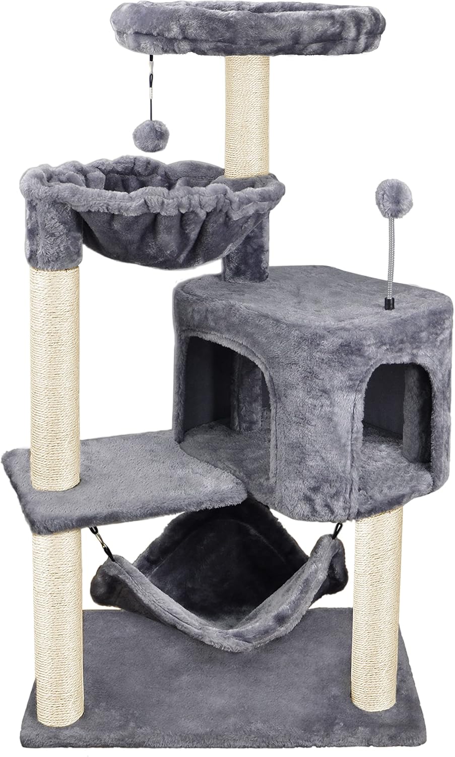 YUNIQUE Cat Tree with Cat Condo and Big Hammock, Grey YUNIQUE Cat Tree with Cat Condo and Big Hammock, Grey